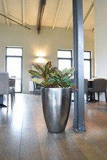 Pflanzkübel Blumenkübel Blumentopf Fiberglas exklusiv OPALA 55cm Silber Metallic