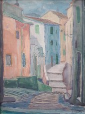 Gemälde: Menton Cote d'Azur, mediterrane Stadt, Impressionist de Meij, 1949