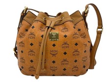 MCM Schultertasche Bucket Drawstring Bag Cognac Tasche Logo Print Medium