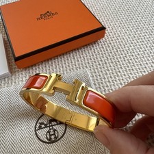 Original Hermes Clic H Armreif Orange/gold Gr. GM Neuwertig