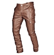 Neu Herren PU-Leder Hose Jeans