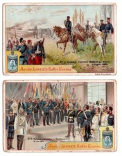 2 Sammelkarten Linde Kaffee-Essenz 1870/71 • Kaiserproklamation & Wörth
