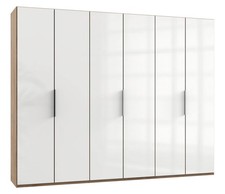 Kleiderschrank Level Schlafzimmerschrank 300x58x236cm plankeneiche weißglas (185