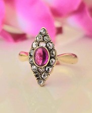 Viktorianischer Ring Diamanten Rubin Gold 750 Antik 18k Jugendstil Belle Epoque