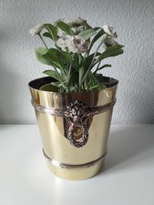 Jugendstil Pflanzschale Übertopf Messing Löwen Kreuzband um 1900 , 031225K-4