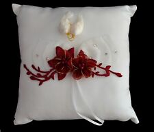 Ringkissen ivory WAHL bordeaux Tauben zu Brautkleid Standesamtkleid Eheringe neu