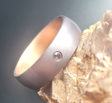 Tantal Ehering Gr. 19 pink Saphir Edelstein Echtschmuck Hochzeitsring