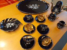 Prunkvolles Porzellan-Kaffee-Service Kobaltblau-Gold 