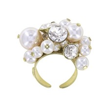 Konplott: Ring Pearl Shadow shinny, edler Gipsy-Ring mit Perlen und Kristallen
