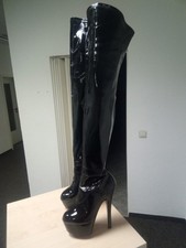 Overkneestiefel schwarz Lack