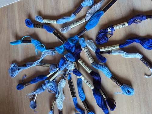 Stickgarn neuwertig blaue - stickgarn,, neuwertig,