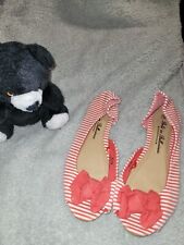 Atmosphere - Ballerina Ballerinas Peeptoes - Stoff - rot weiß gestreift - Gr. 39