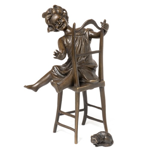 Bronzefigur glückliche katze - bronzefigur,