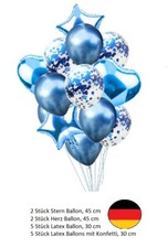 14  Luftballons Blau Folie Set