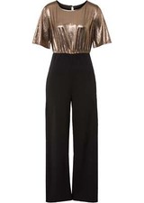 Glitzer-Jumpsuit Gr. 36/38 Schwarz Gold Damenoverall Hosenanzug Einteiler Neu