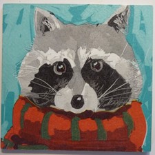 Deko HDF - Love Liebe Winter Schnee Tiere Waschbär Schal stricken