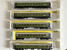 5x Minitrix 13766 13767 Personenwagen Schnellzugwagen B 4üe-28/51 DB grün - OVP
