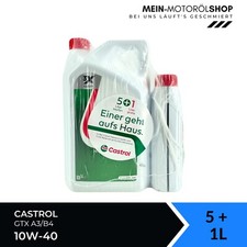 Castrol GTX 10W-40 A3/B4 Fiat Mercedes Renault VW 5 Liter + 1 Liter GRATIS