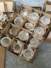 12 Weihnachtskugeln antiker Christbaumschmuck Glaskugeln Silber Reflex 25/111