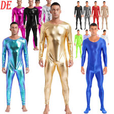 DE Herren Overall Sexy Glänzend Seidenglanz Bodystockings Unterhemd Haut Kostüm
