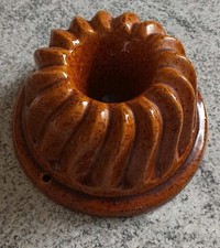 Keramik Ton Backform Kuchen Form   Wandaufhängung Braun Glasiert Gugelhupf
