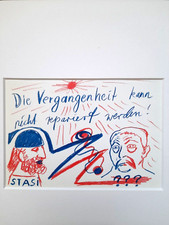 A.R. PENCK - Farbige Druckgraphik "Vergangenheit nicht repariert werden 1991" !!