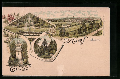 Lithographie hof bayern - hof,
