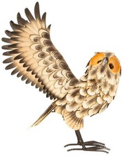 Eule Metall stehend 43cm Tierfigur Waldtier Bauernhof Haus Hof Garten Dekoration