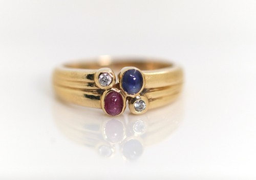 Gelbgold damenring saphir - damenring,