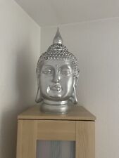 Grosser Buddha Kopf Dekoartion silber