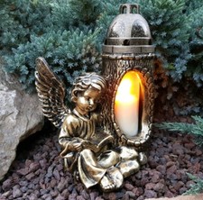 Engel Grablaterne Grablampe Grableuchte Gold Grabschmuck Schutzengel - Herz