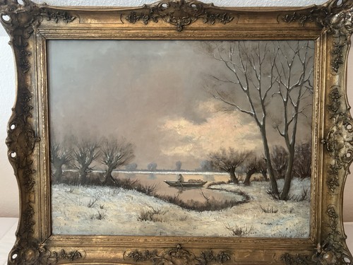 ölgemälde mit winterlicher - Ölgemälde,