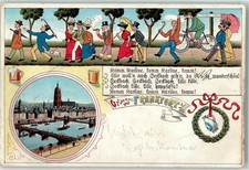 13249795 - 6000 Frankfurt Dom Bruecke Schiff Boot Fahrrad Kranz Schleife Krug