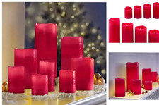 8x LED Echtwachskerzen 8er Set – Rote Flackerkerzen mit Timer – Deko Licht Batt.