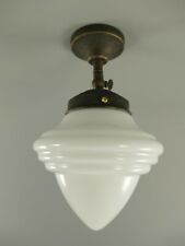 Deckenlampe Hängelampe Antik Messing  Art déco Stil Opalglas Jugendstil 26cm