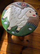 Kinderhocker Holz 25 cm kleiner Hocker für Kinder Schemel Schaf rund