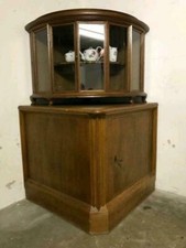Vitrine / Eckschrank mit Unterschrank, Eichenholz antik 1920/30er