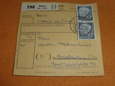 Bund Heuss Paketkarte 1957 Ottrau Treysa - Hackenschmidt Großenhain DDR