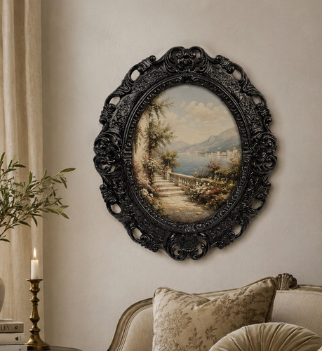 Bilderrahmen oval barock gold - bilderrahmen,