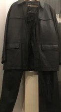 Echtlederhose 1x, Gr.w35in/L106cm,Schwarz, + Lederjacke 1x,Gr.52,Herrn,Schwarz 