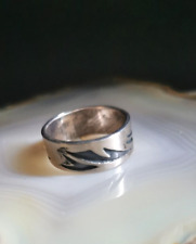 Ring Silber 925 Bandring Hopi Indianer storyteller graviert geschwärzt 19mm 6,5g