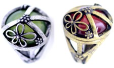 Vintage Retro Stil Grobe Kuppel Peace Zeichen und Blume Ring, mehrere Auswahl