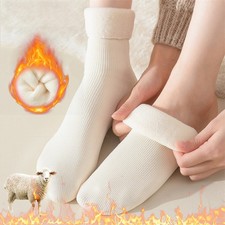 Damen Winter Warme Socken Weiche Wolle Fleece Bett Schneesocken Thermische XMAS