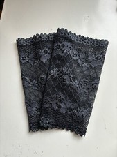 Handstulpen Stulpen Pulswärmer edel  Spitze anthrazit schwarz 16 cm dehnbar Punk