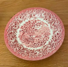 Old England EIT Kuchenteller Frühstücksteller rot Keramik Staffordshire Ironston