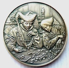 Der Geldwechsler und seine Frau - Medaille 1980 in 80mm & 200 Gramm - F.Scheppat