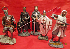 5 Ritterfiguren, Ritter, Kreuzritter, Templer, super erhalten, 1a Sammlerstücke,