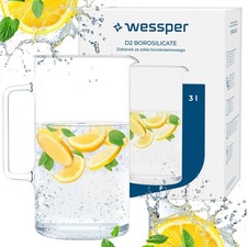 Wasserkaraffe Wessper 3,3L, geeignet für kalte und heiße Getränken, Glas Karaffe