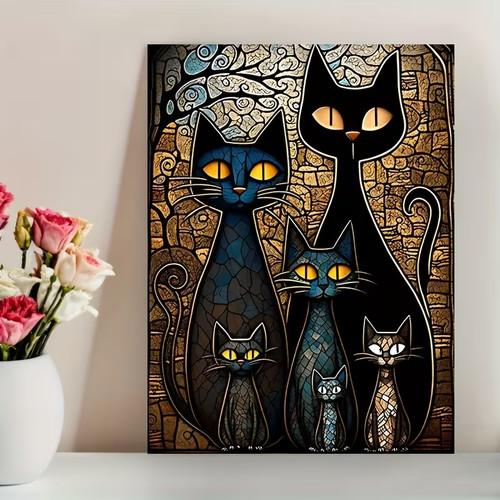 Leinwanddruck katzen mosaik - ,