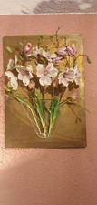 3D Wandbild Bild Kunstblumen Blumen Gold rosa  Keilrahmen Tulpen MAGNOLIEN